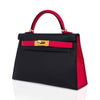 Hermes Kelly 20 Mini HSS Black Rose Extreme Gold Pristine Side