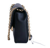 chanel flap bag black used side