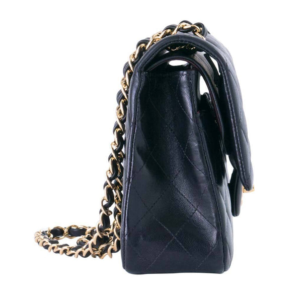 chanel boy flap bag black used side