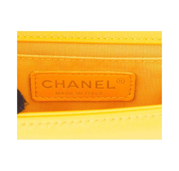 chanel boy flap bag yellow used detail