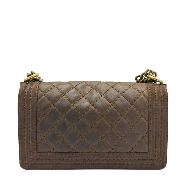 chanel boy flap bag brown used back