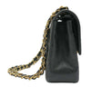 chanel classic double flap bag black used side