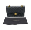 chanel classic double flap bag black used detail