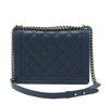 chanel boy flap bag navy used back