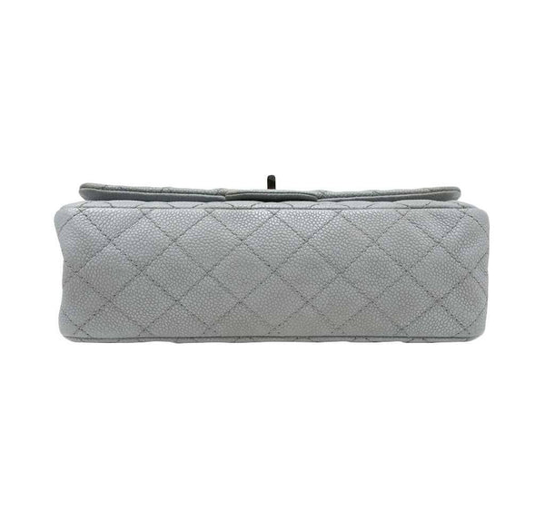 chanel double flap bag light gray used bottom