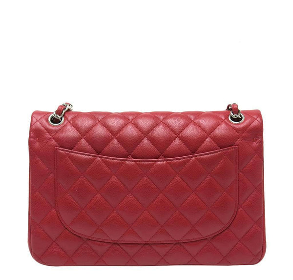 chanel double flap jumbo red used back