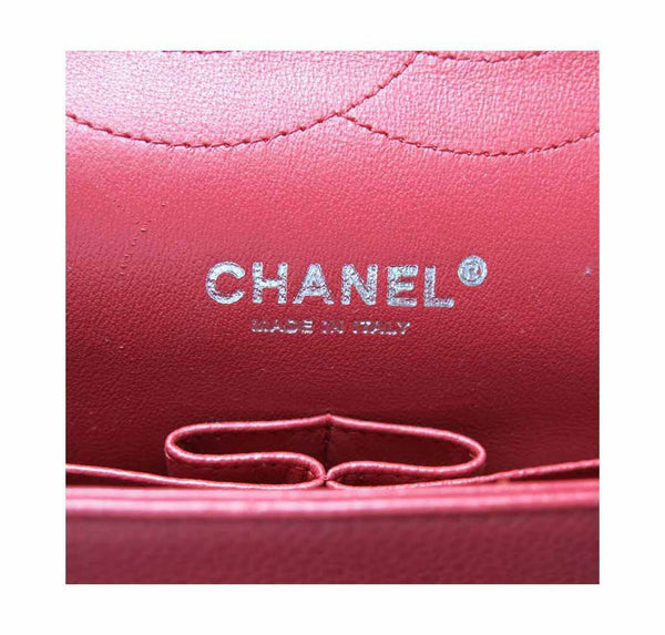 chanel double flap jumbo red used embossing