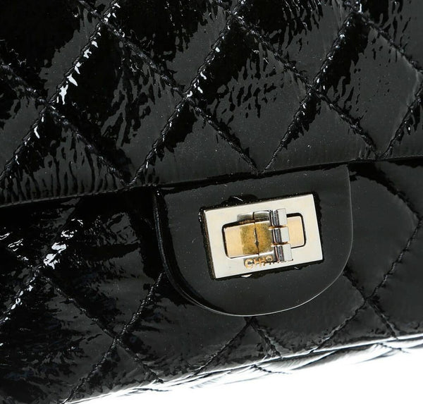 chanel jumbo flap 2.55 reissue bag black used engraving