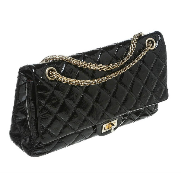 chanel jumbo flap 2.55 reissue bag black used side