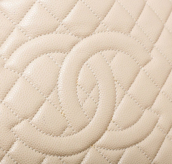 Chanel Grand Shopper Tote Beige Used Logo