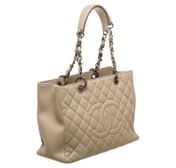 Chanel Grand Shopper Tote Beige Used Side