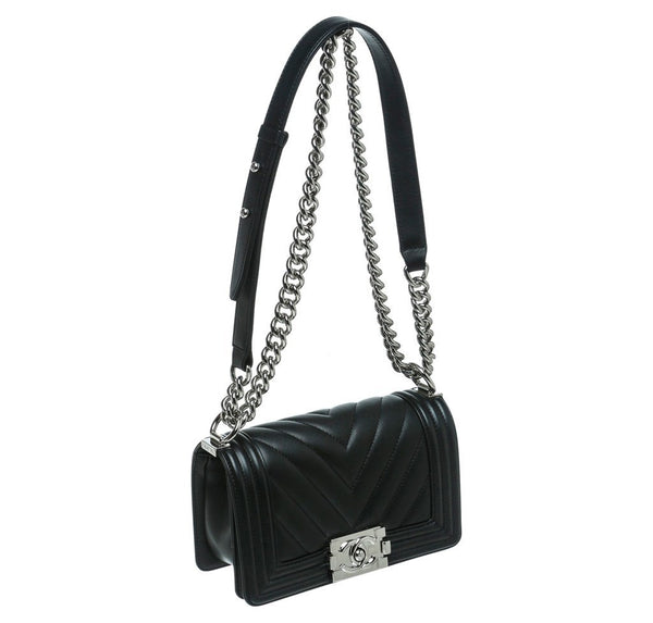 Chanel Mini Boy Chevron Black New Side