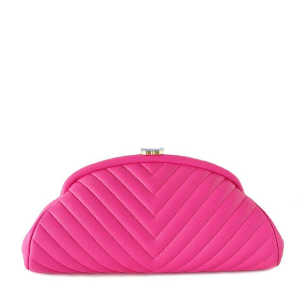 Chanel Chevron Clutch Bag Pink 