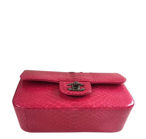 Chanel Classic Flap Python Red New front bottom