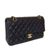 chanel classic medium flap bag caviar black used side