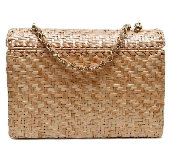 Chanel Classic Single Flap Rattan Wicker Used Back