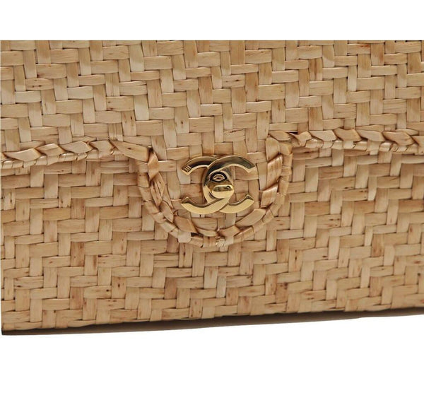 Chanel Classic Single Flap Rattan Wicker Used Detail