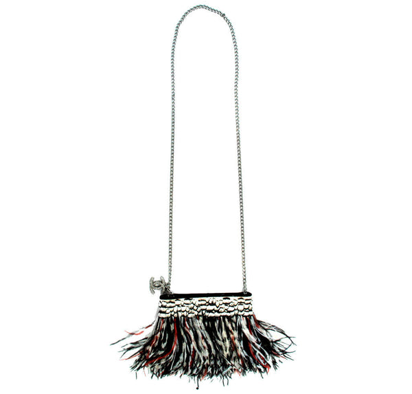 Chanel Shoulder Bag Multicolor Ostrich Feather