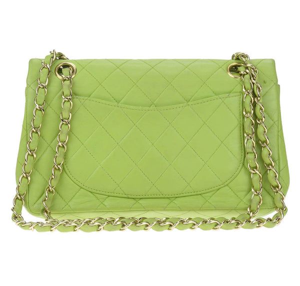 Chanel Flap Bag Green Lambskin Gold 