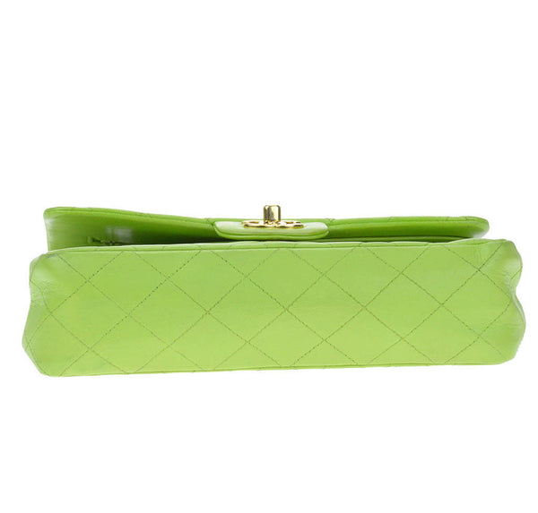 Chanel Flap Bag Green Lambskin Gold 