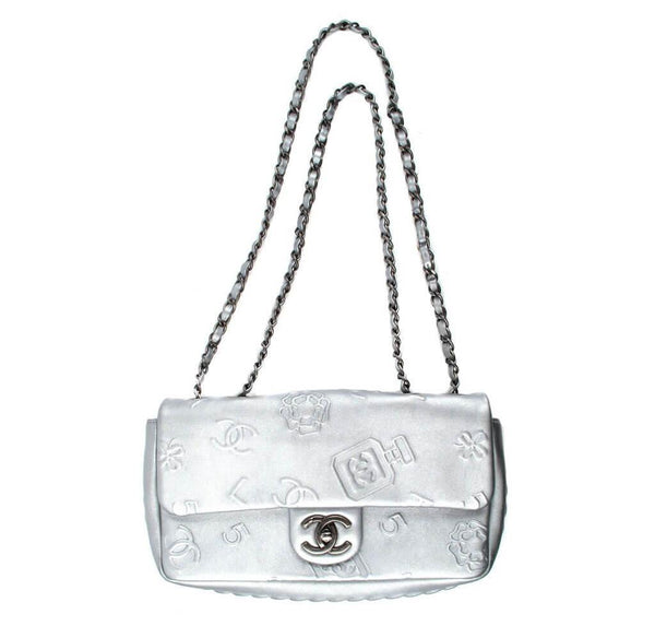 Chanel Jumbo Shoulder Lucky Charms Silver Used front