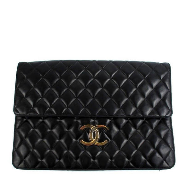 Chanel Bag Maxi Shoulder Black Lambskin 