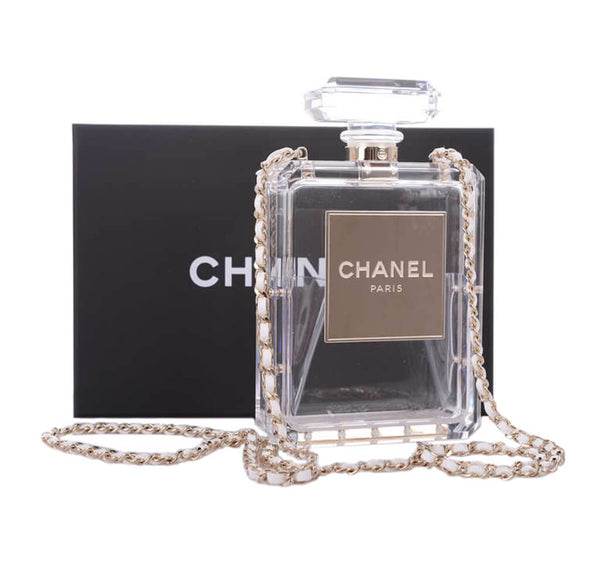 Chanel Perfume Bottle Bag Clear Plexiglass