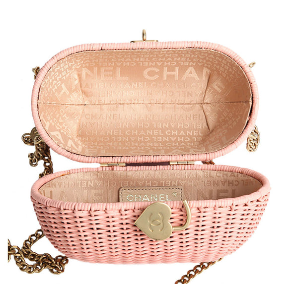 Chanel Wicker Shoulder Bag Pink