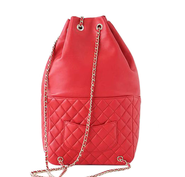 Chanel Classic Backpack Bag Red Lambskin