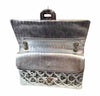 chanel silver mirror 225 flap bag reissue used open