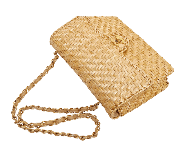 Chanel Classic Single Flap Rattan Wicker Used Top