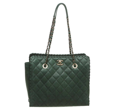 Chanel Whipstitch Tote Bag Green