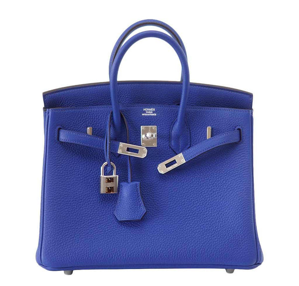 Hermes Birkin 25 Bleu Electric new front open