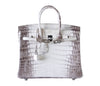 Hermes Birkin 25 Blanc Himalaya Crocodile palladium pristine front open