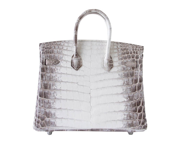 Hermes Birkin 25 Blanc Himalaya Crocodile palladium pristine back