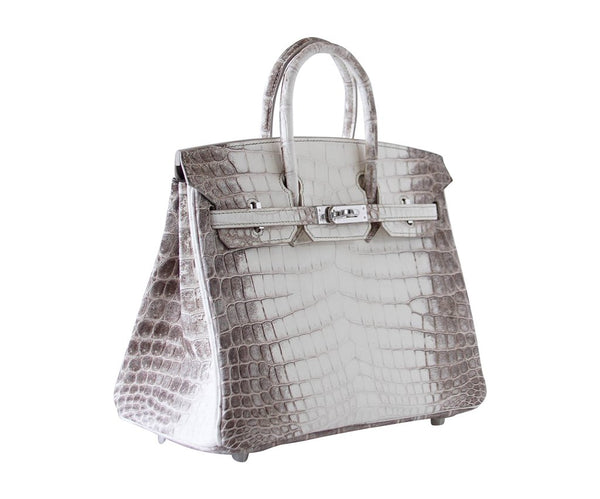 Hermes Birkin 25 Blanc Himalaya Crocodile palladium pristine side