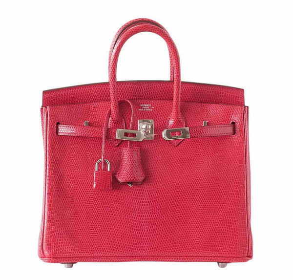 hermes birkin 25 rouge exotic lizard new front open