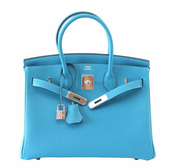 Hermes Birkin 30 Turquoise new front open