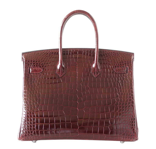 hermes birkin 35 bordeaux porosus crocodile new back