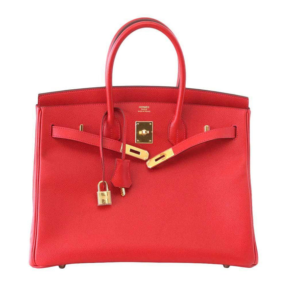 Hermes Birkin 35 Rouge Casaque front open