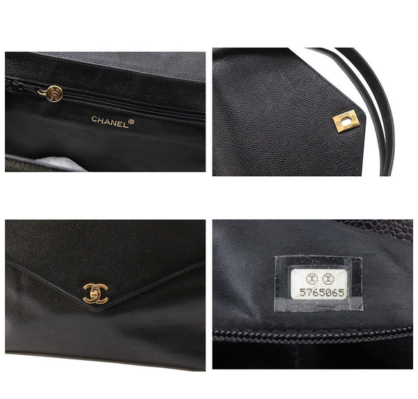 Chanel Shoulder Flap Bag Black Caviar