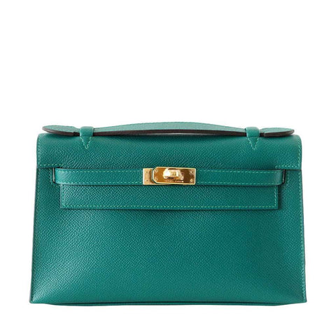 Hermes JPG Kelly Pochette Malachite Bag