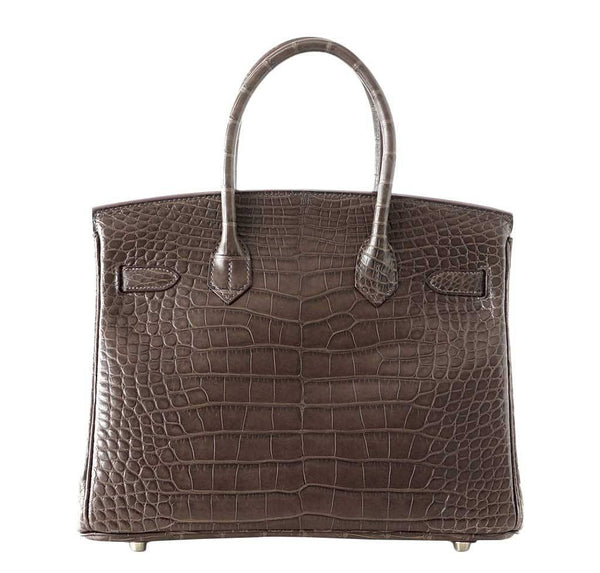 hermes birkin 30 gris elephant alligator new back