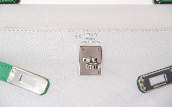 Hermes Kelly Sellier HSS 25 White Epsom Palladium excellent embossing