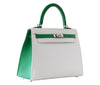 Hermes Kelly Sellier HSS 25 White Epsom Palladium excellent side left