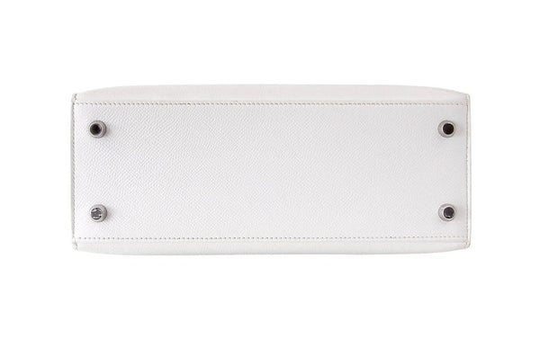 Hermes Kelly Sellier HSS 25 White Epsom Palladium excellent bottom