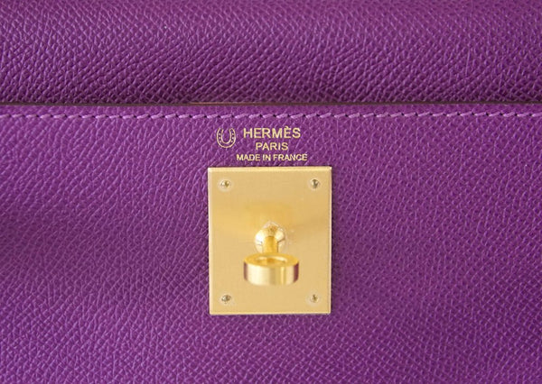 Hermès Kelly HSS 28 Two-Tone Anemone Rose Confetti brushed gold pristine embossing