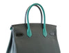 Hermes Birkin 30 Patchwork Vert Crocodile Limited Edition Palladium pristine handles