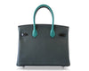 Hermes Birkin 30 Patchwork Vert Crocodile Limited Edition Palladium pristine back