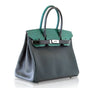 Hermes Birkin 30 Patchwork Vert Crocodile Limited Edition Palladium pristine front side left